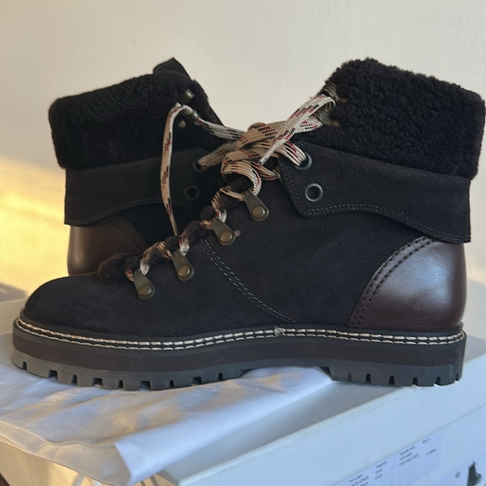 See by Chloé Eileen Lace-Up Shearling-Lined Ankle Boots - Picture 3 of 12